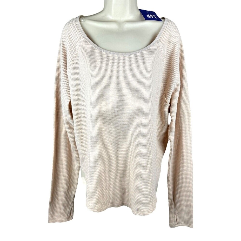 Joy Lab Women's Waffle Knit Long Sleeve Pullover Top Loose Fit Size XL Moon